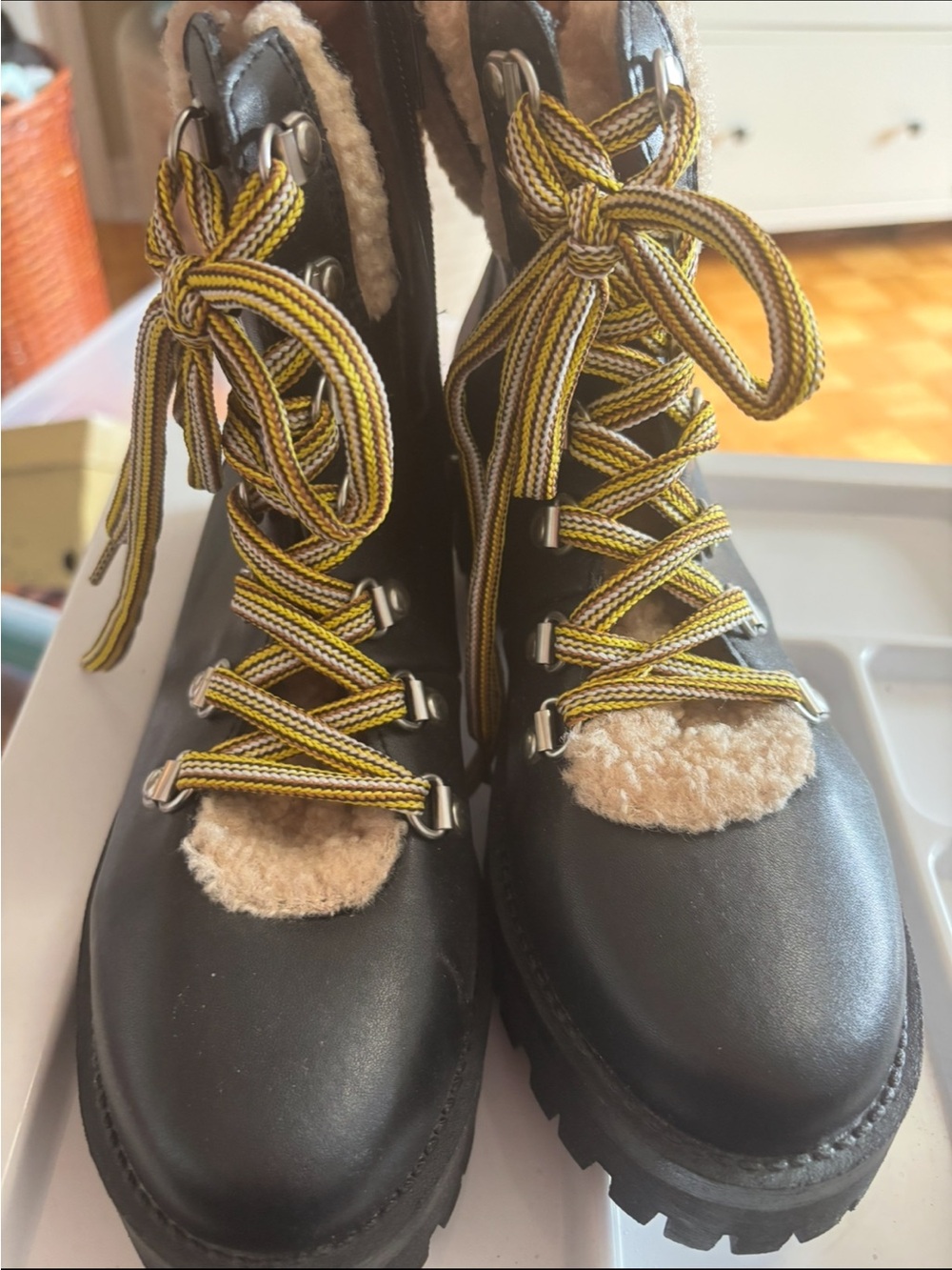 Steve Madden Faux Leather Winter Boots Black -brand New